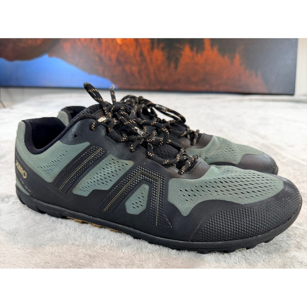 Xero Mens Mesa Trail II Barefoot Running Shoes Green Black 11.5